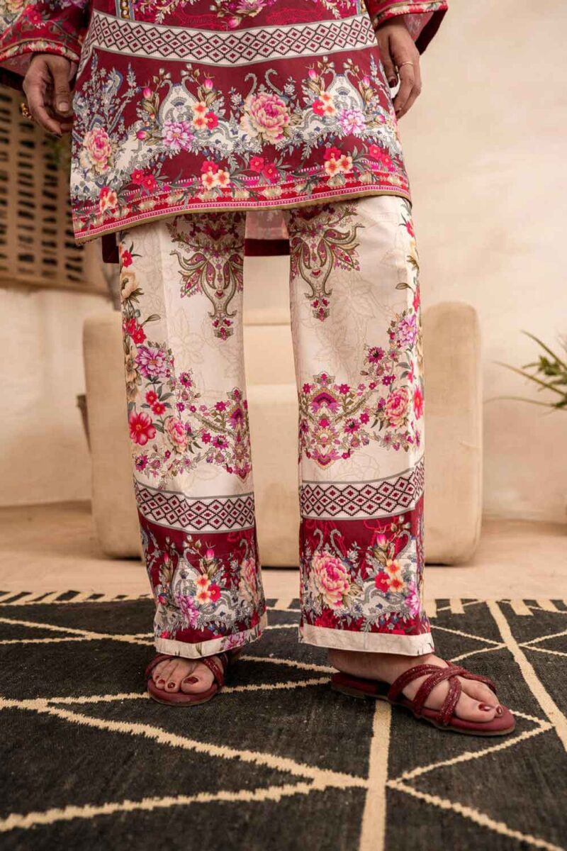 Printed cambric trousers of Firdous Printed Lawn 3 Piece Suit, comfortable and stylish for summer wear