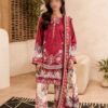 Firdous Printed Lawn 3 Piece Suit showing deep purple printed lawn shirt and matching printed voile dupatta