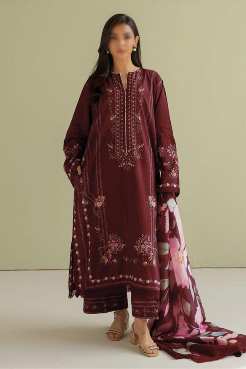 3 Peice Supima Lawn - Maroon
