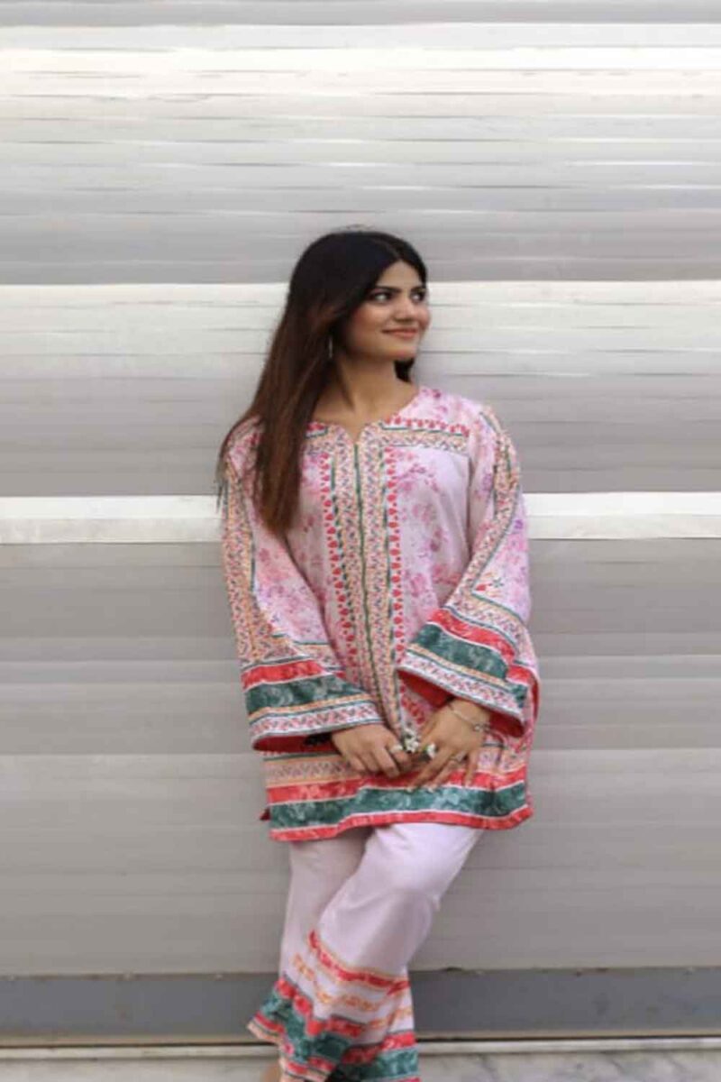 Pink Swiss Lawn Co-Ord Set for Women – Clothline