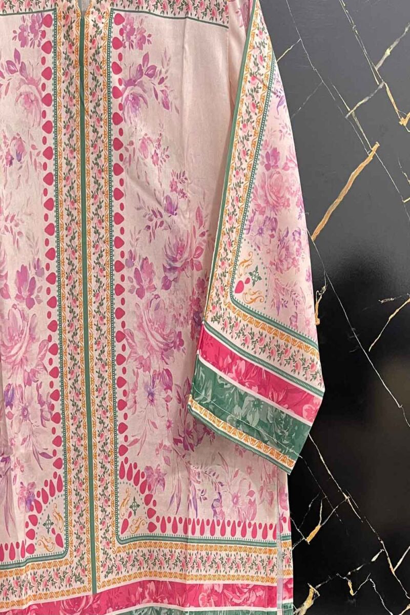 Side View – Pink Swiss Lawn Co-Ord Set for Women – Clothline