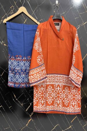 Swiss Lawn Printed Stitched 2 Piece women’s outfit by Clothline, lightweight and breathable original stock fabric perfect for summer wear