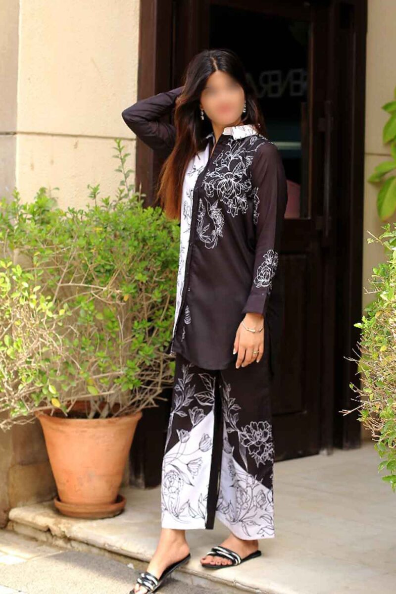 Swiss Lawn Printed Stitch 2PC Dress Side View – Perfect Fit and Stylish