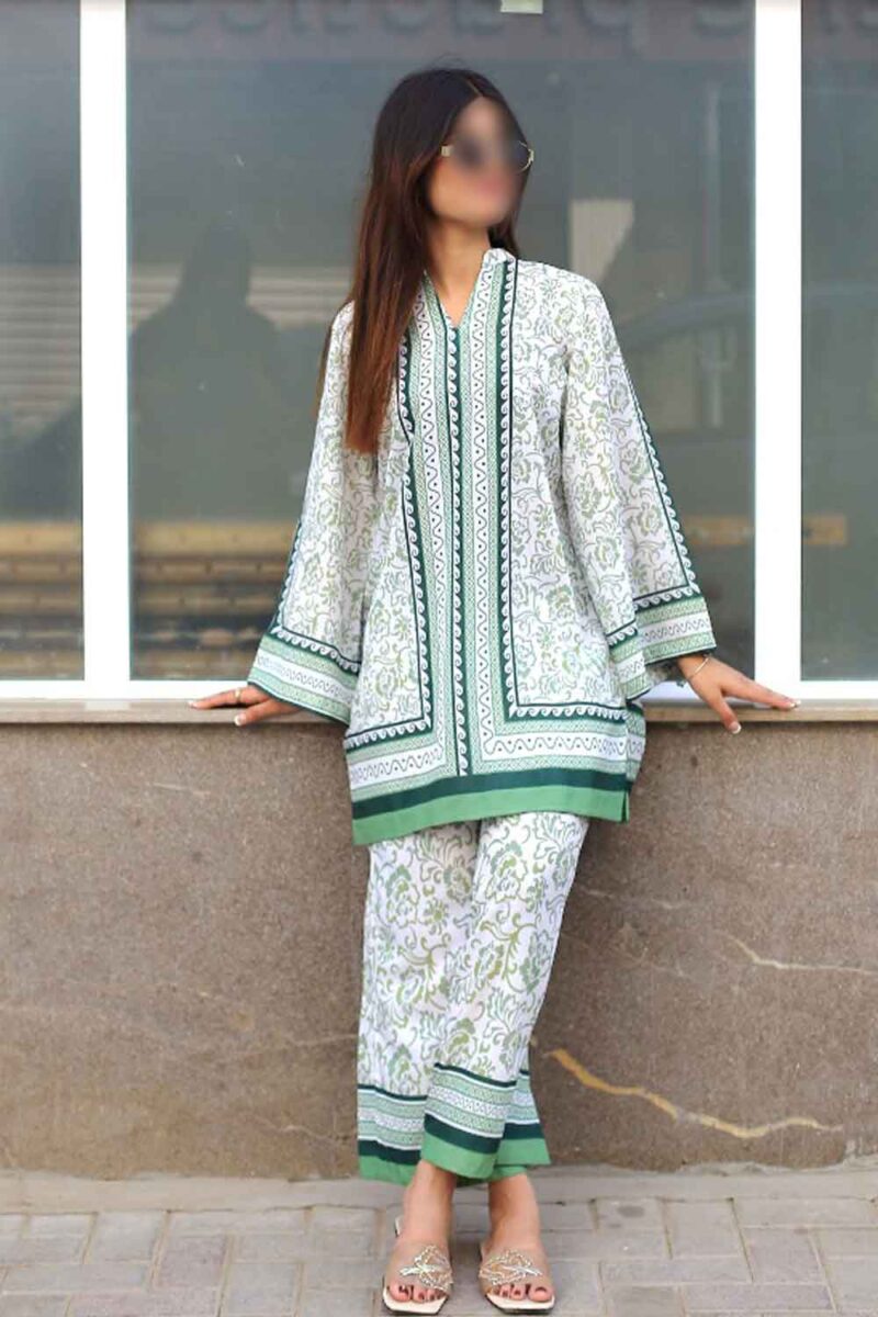 Front View – Swiss Lawn Printed Stitch 2PC Dress | Exclusive Summer Collection 2025 Swiss Lawn Printed 2PC Dress Front View – Stylish & Breathable Lawn Suit by Clothline